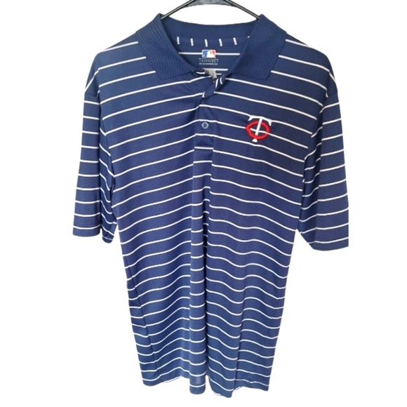 Minnesota Twins MLB Graphic Quarter Buttton Short Sleeve Polo Shirt Mens Size M - Picture 1 of 8